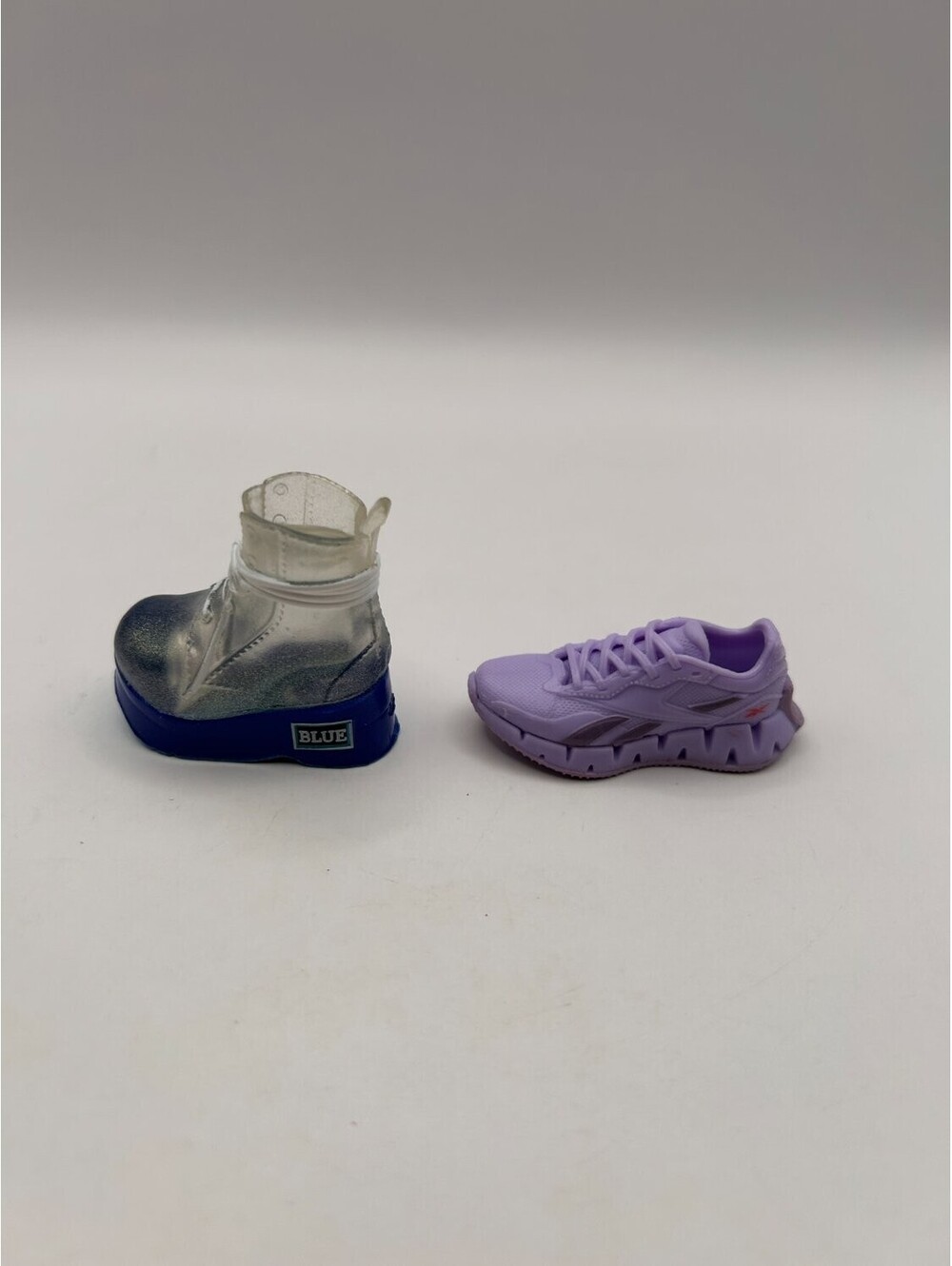 2 Single Doll Shoes Clear Glitter Lace-Up Platform Boot Lavender Chunky Sneaker